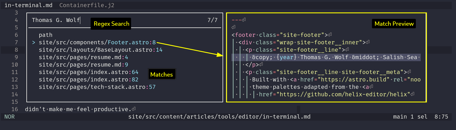 Helix file content search