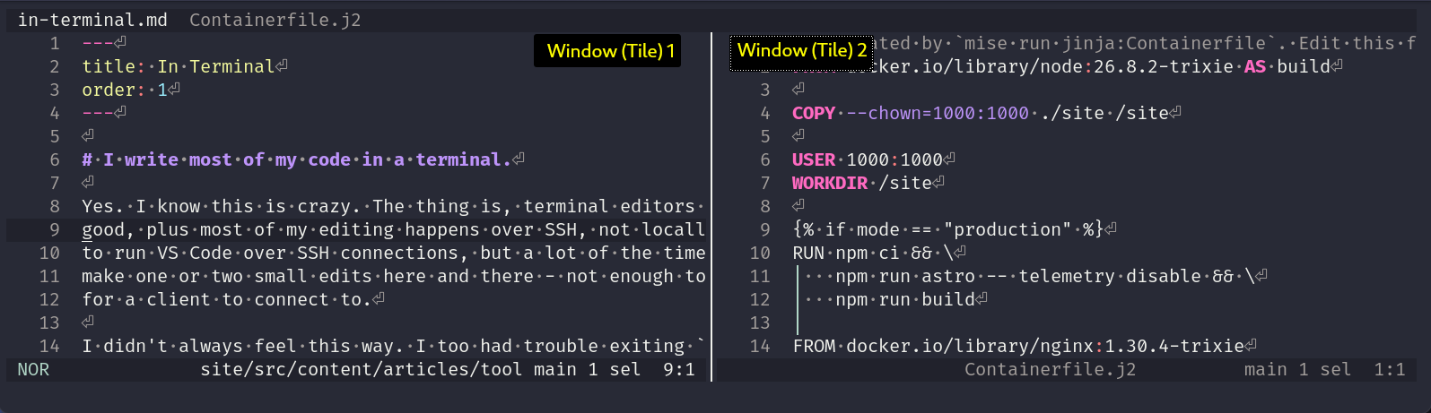 Helix with multiple windows open at once
